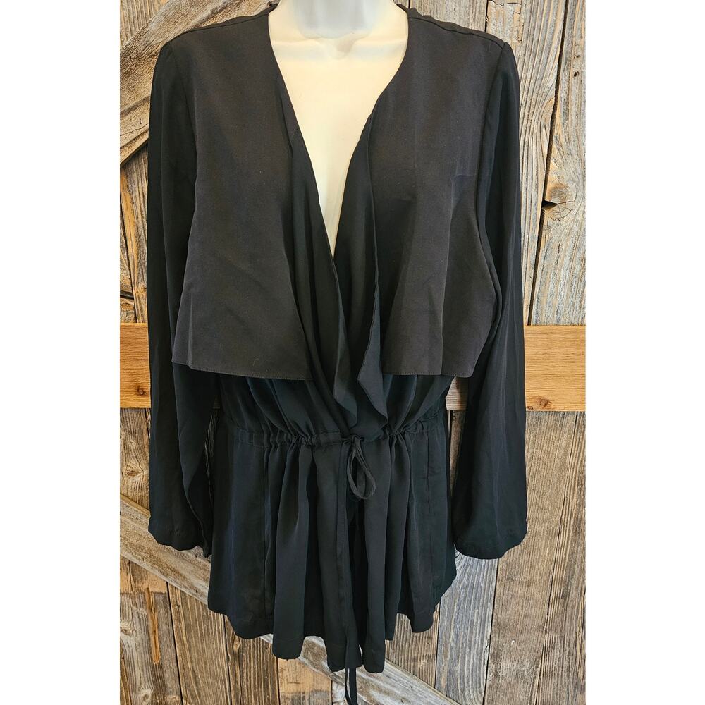 Asos sz 18 minimalist whimsigoth black Layered tie front cardigan tunic womens